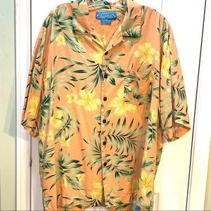 Bermuda Bay Men’s 100% Silk Hawaiian Shirt, XL, EUC